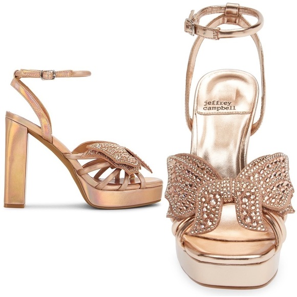 Jeffrey Campbell Fantasies Platform Sandal in Rose Gold Metallic Holographic 8.5 - Picture 1 of 10